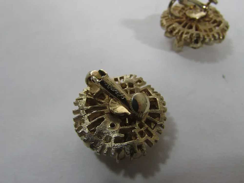 Francois by Coro Clip On Earrings in Goldtone Wit… - image 4