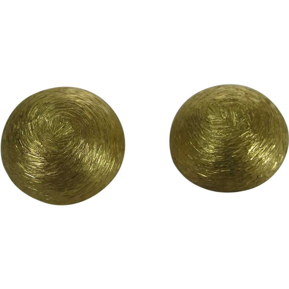 Vintage Napier Brushed  Goldtone Clip On Earrings - image 1