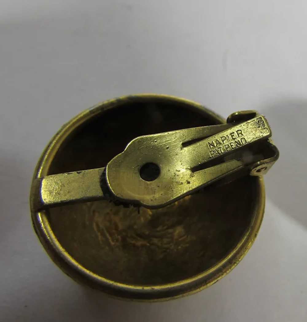 Vintage Napier Brushed  Goldtone Clip On Earrings - image 6