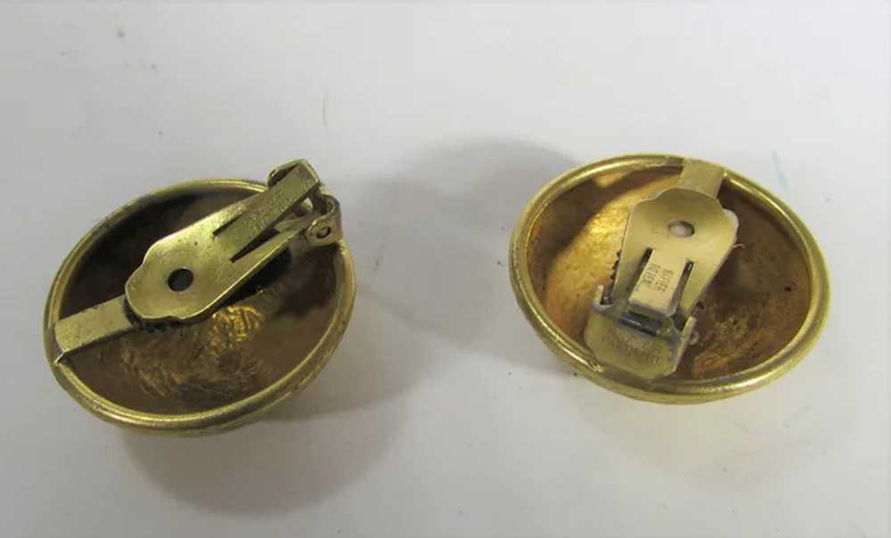 Vintage Napier Brushed  Goldtone Clip On Earrings - image 8