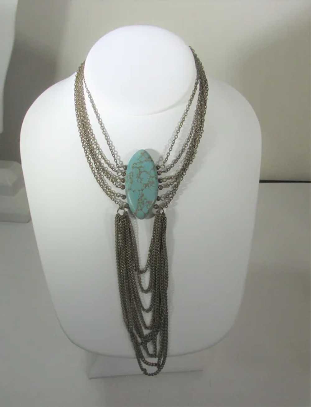 Vintage Six Strand Necklace With Faux Turquoise C… - image 10