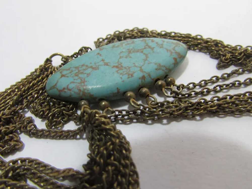 Vintage Six Strand Necklace With Faux Turquoise C… - image 12