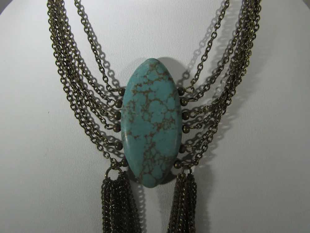 Vintage Six Strand Necklace With Faux Turquoise C… - image 3