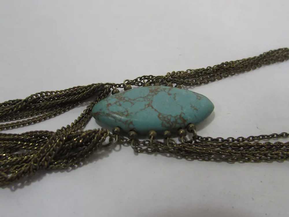 Vintage Six Strand Necklace With Faux Turquoise C… - image 4