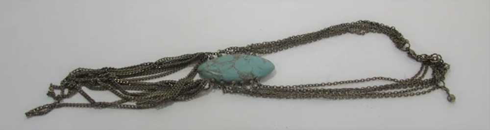 Vintage Six Strand Necklace With Faux Turquoise C… - image 9
