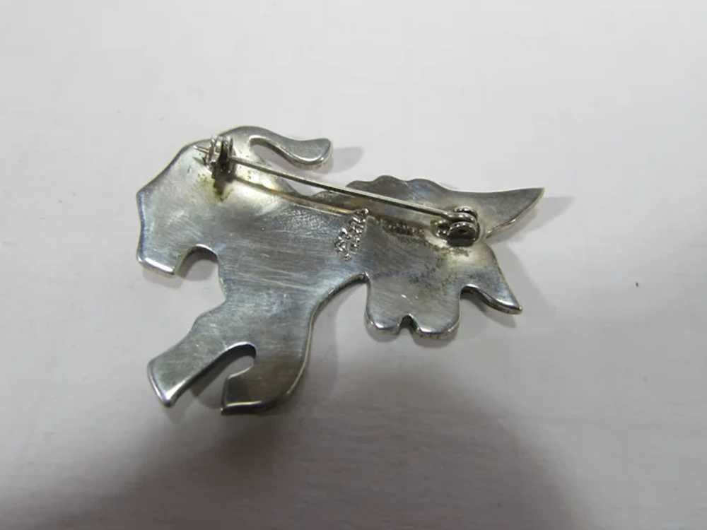 Sterling Silver Mexican Donkey Pin with Inlaid Ma… - image 5