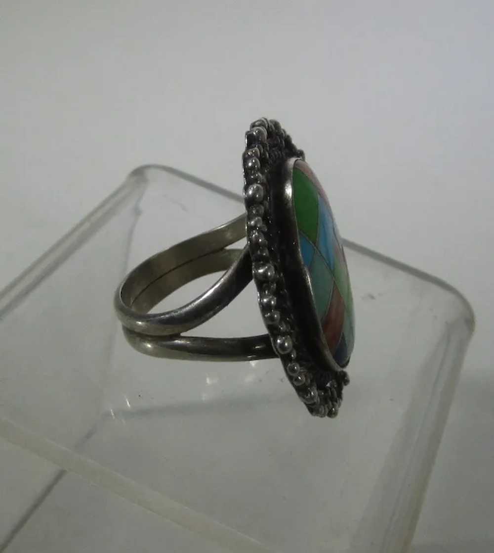 Native American Sterling Silver Mosaic Ring by Na… - image 6