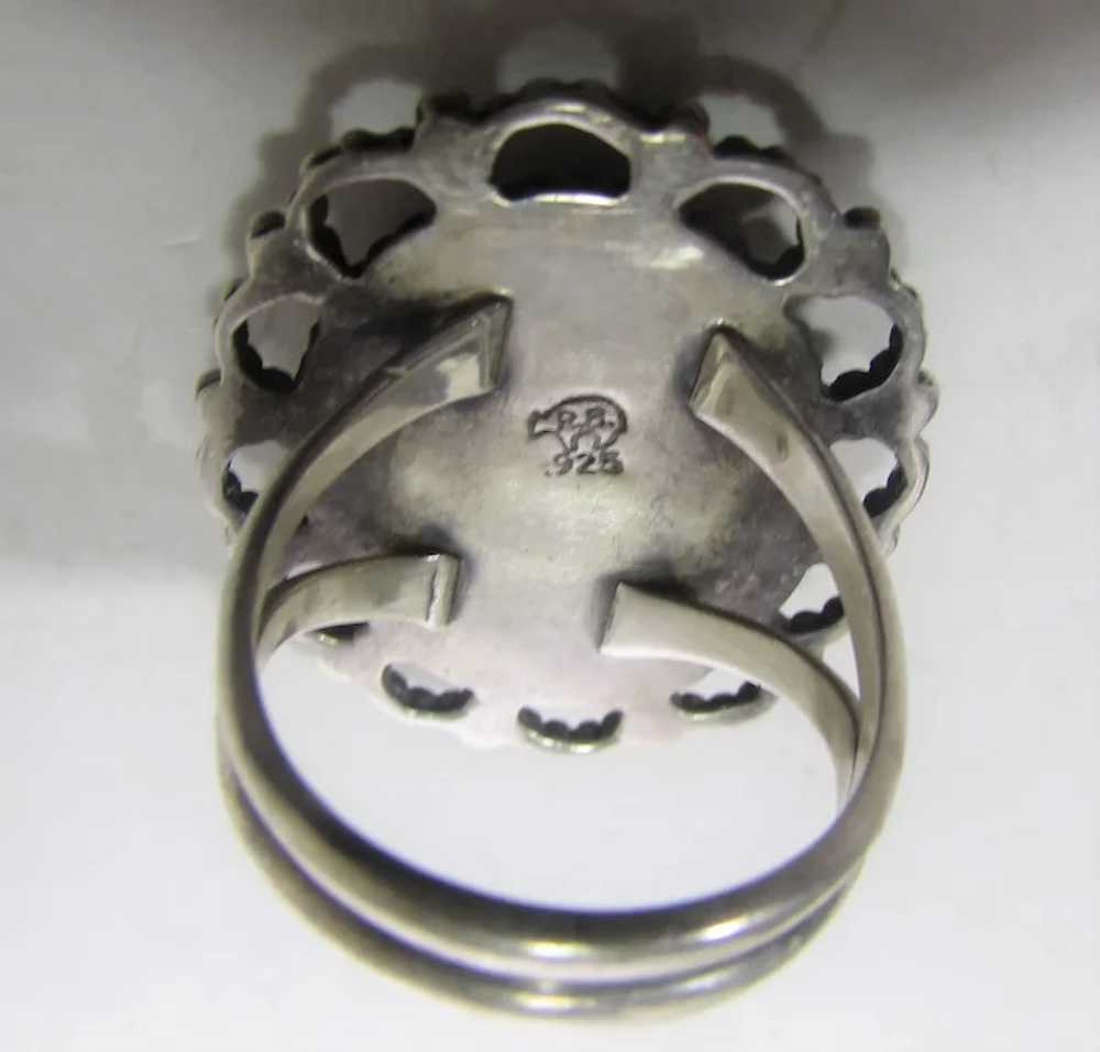 Native American Sterling Silver Mosaic Ring by Na… - image 9