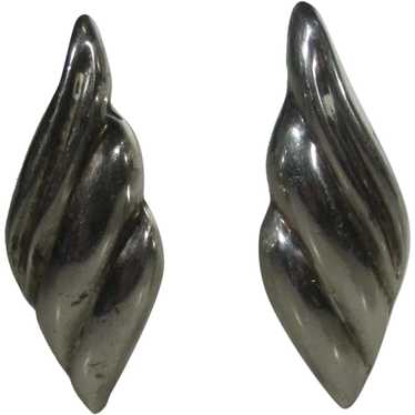 Sterling Silver Italian Clip On Modernist Earrings