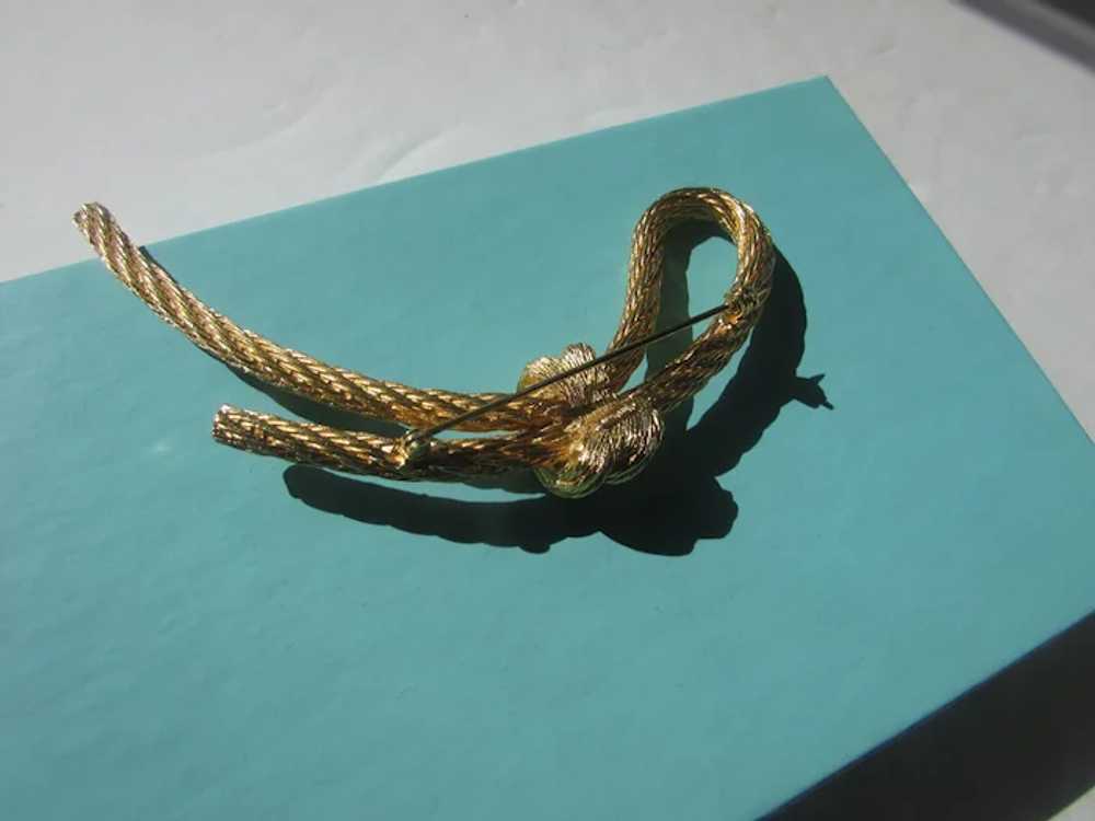 Christian Dior Signed Signature Gold Tone Bow Pin - image 7