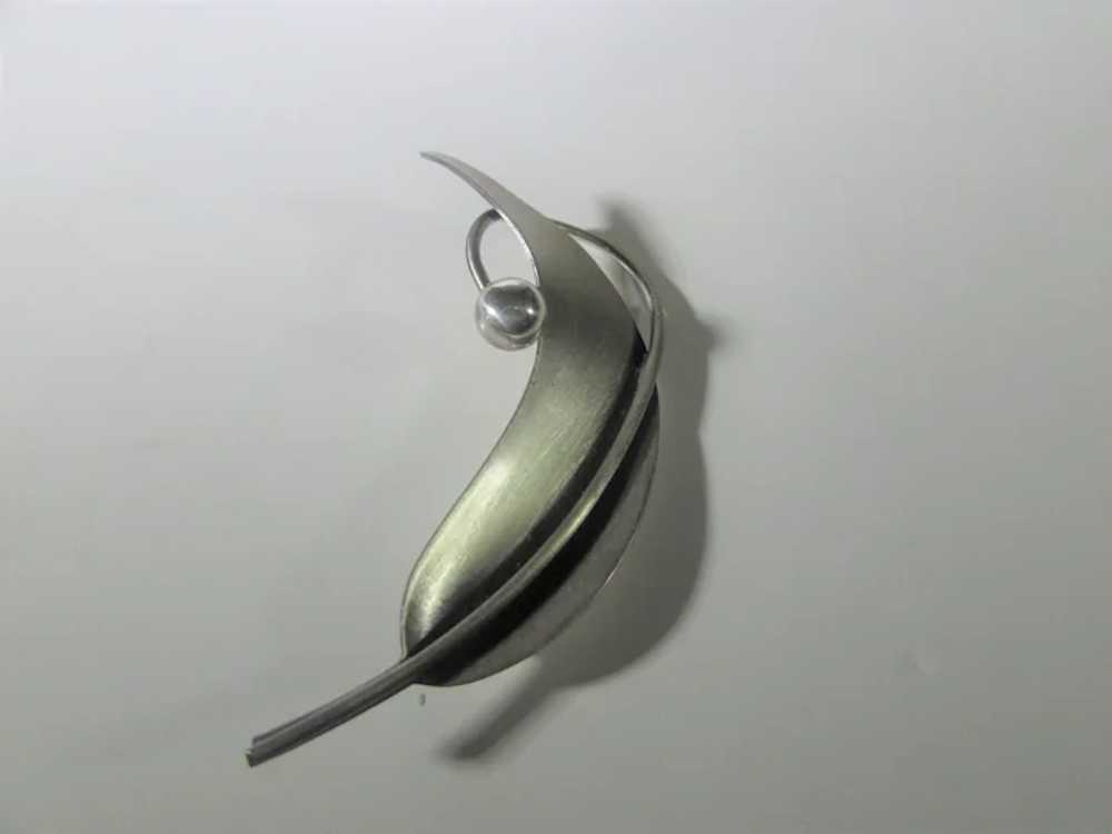 Sterling Silver Modernist Leaf Pin by Jewelart - image 8