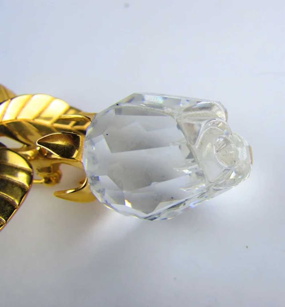 Swarovski Gold Tone Rose Stem and Crystal Flower … - image 11