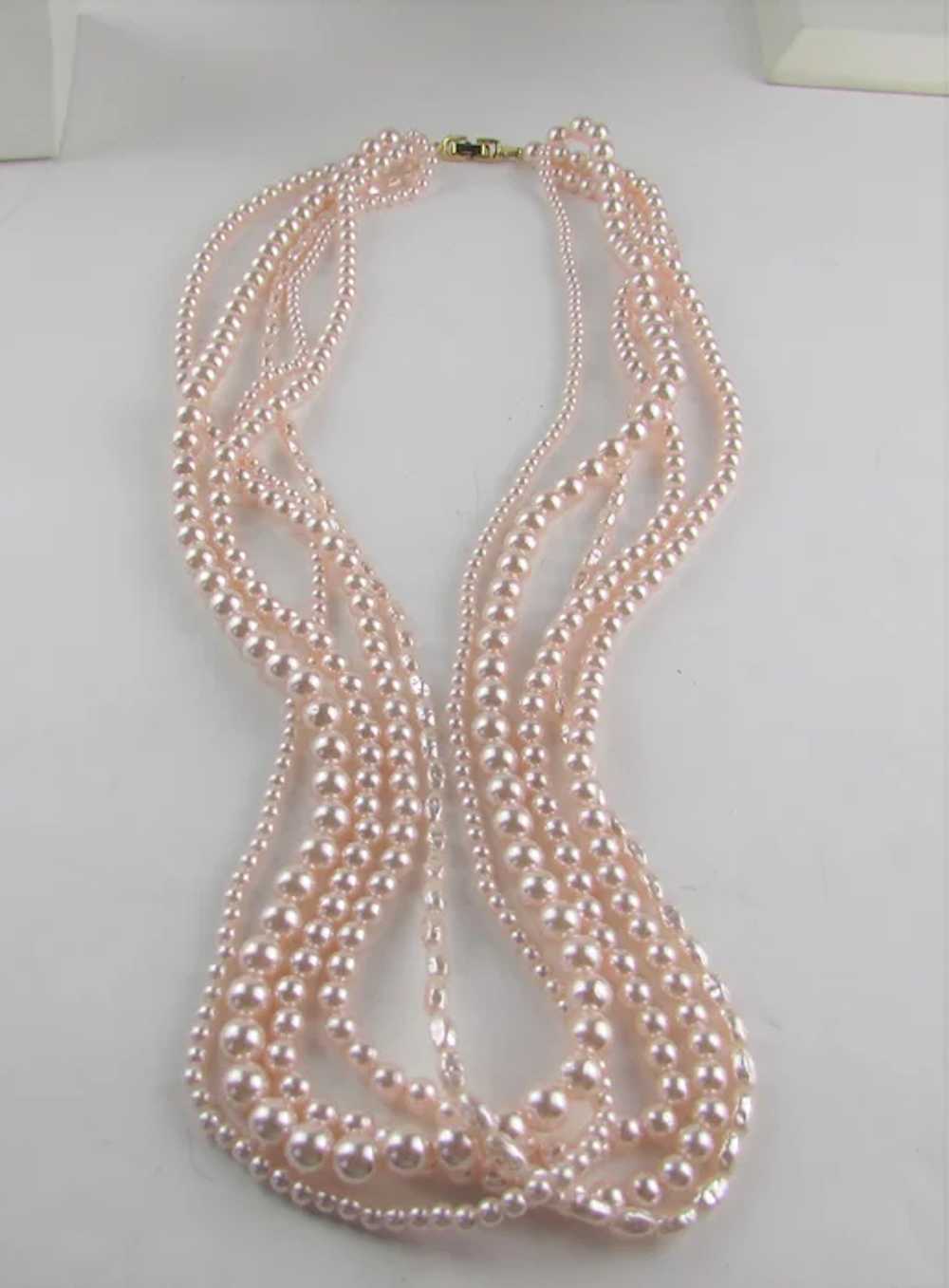 Marvelous Marvella Five Strand Luscious Faux Pink… - image 10