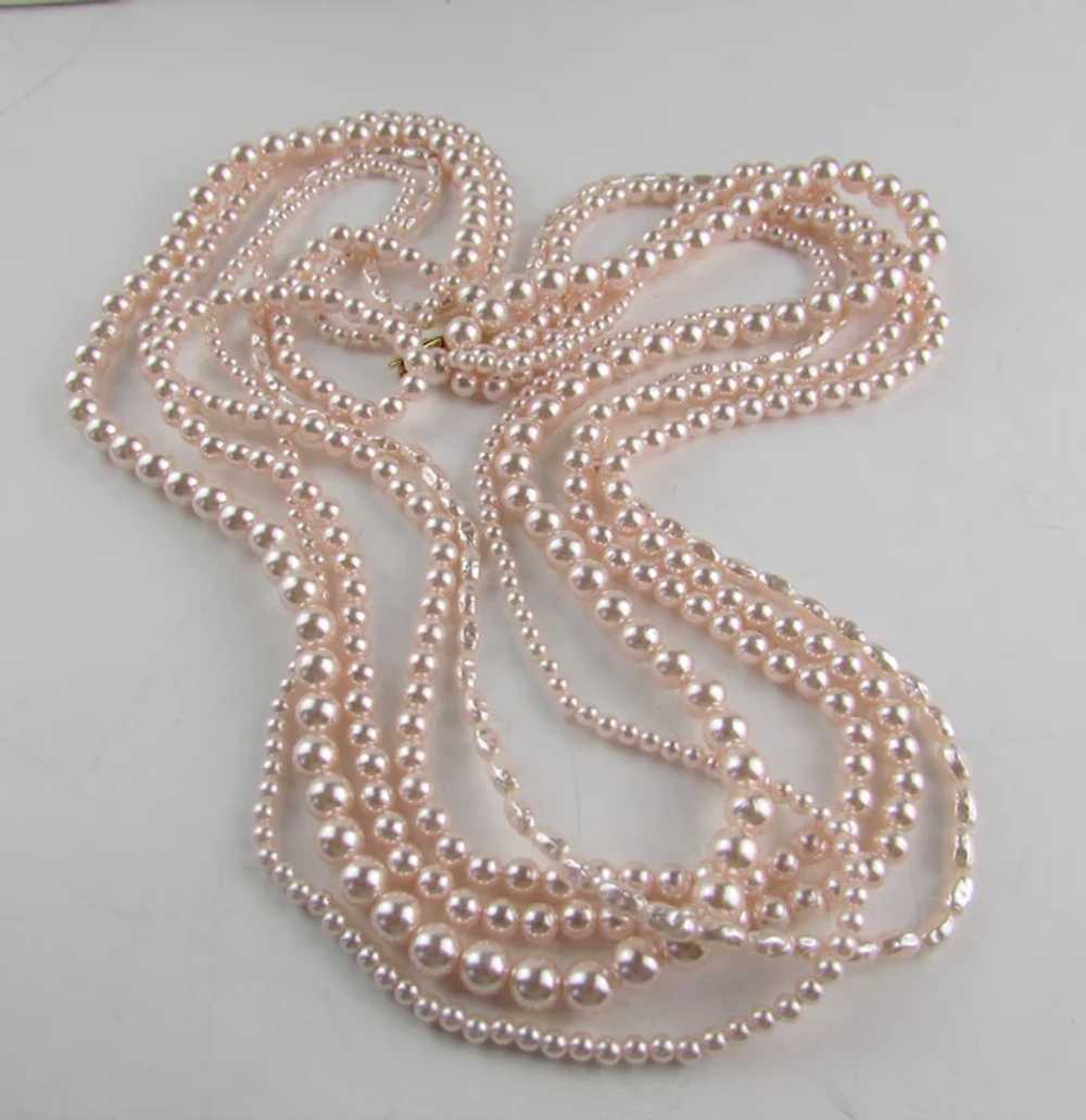 Marvelous Marvella Five Strand Luscious Faux Pink… - image 12