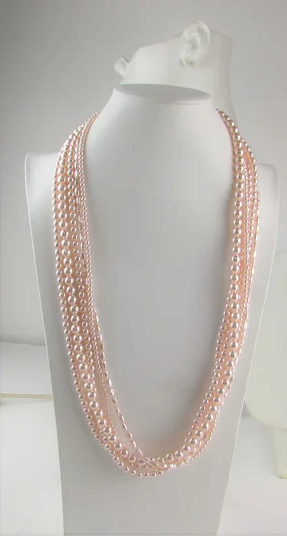 Marvelous Marvella Five Strand Luscious Faux Pink… - image 2