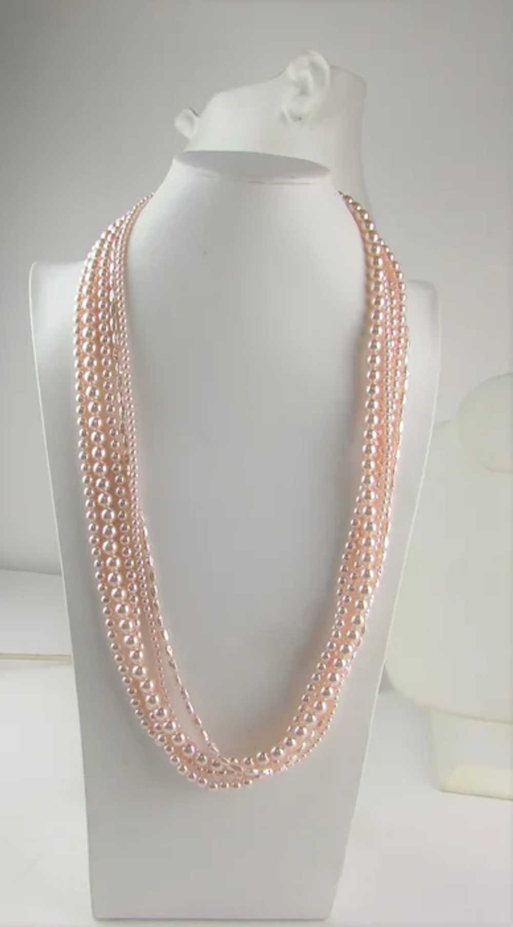 Marvelous Marvella Five Strand Luscious Faux Pink… - image 4