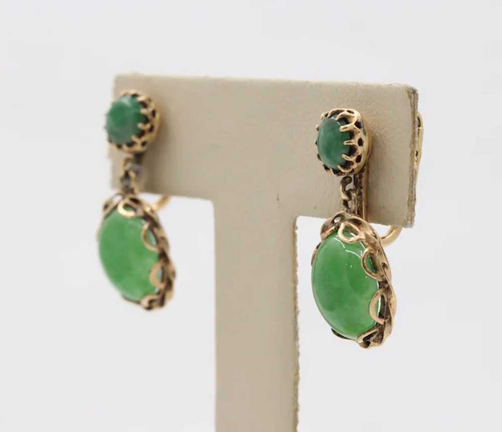 Vintage 14K Yellow Gold Aventurine Quartz Drop Ea… - image 2