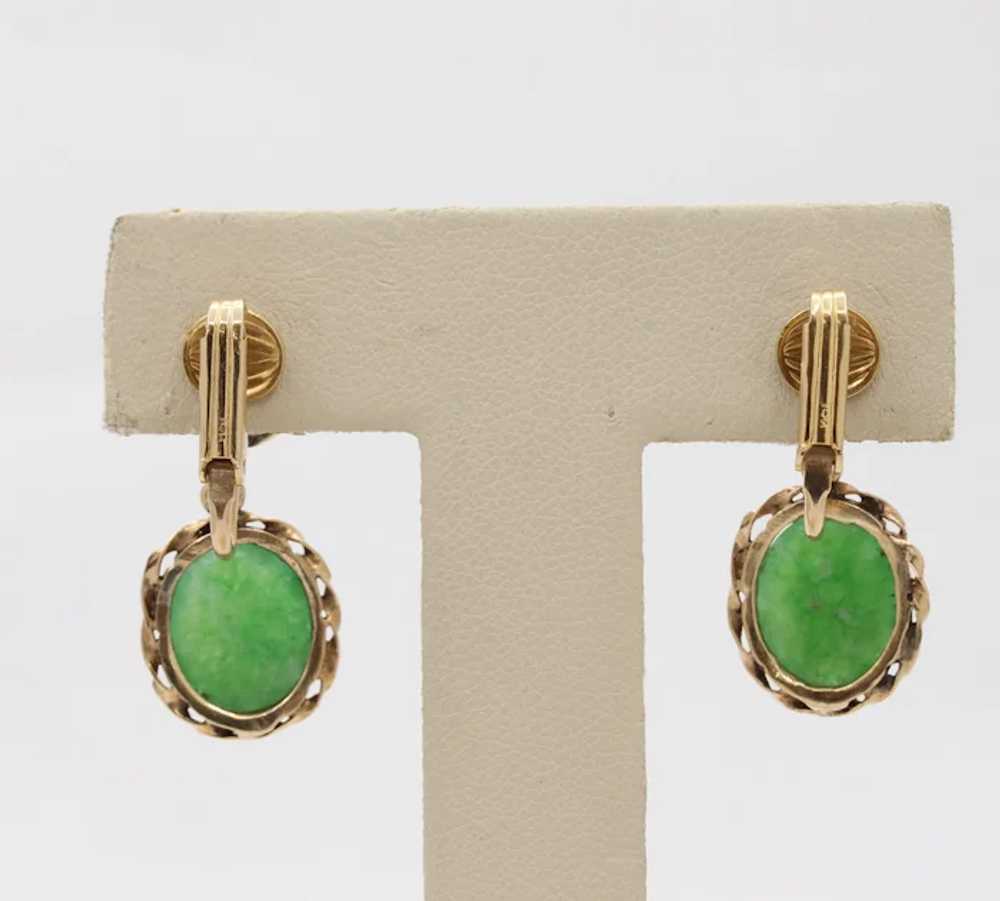 Vintage 14K Yellow Gold Aventurine Quartz Drop Ea… - image 3