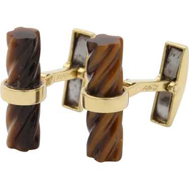 Vintage 18K Yellow Gold Tigers Eye Cufflinks