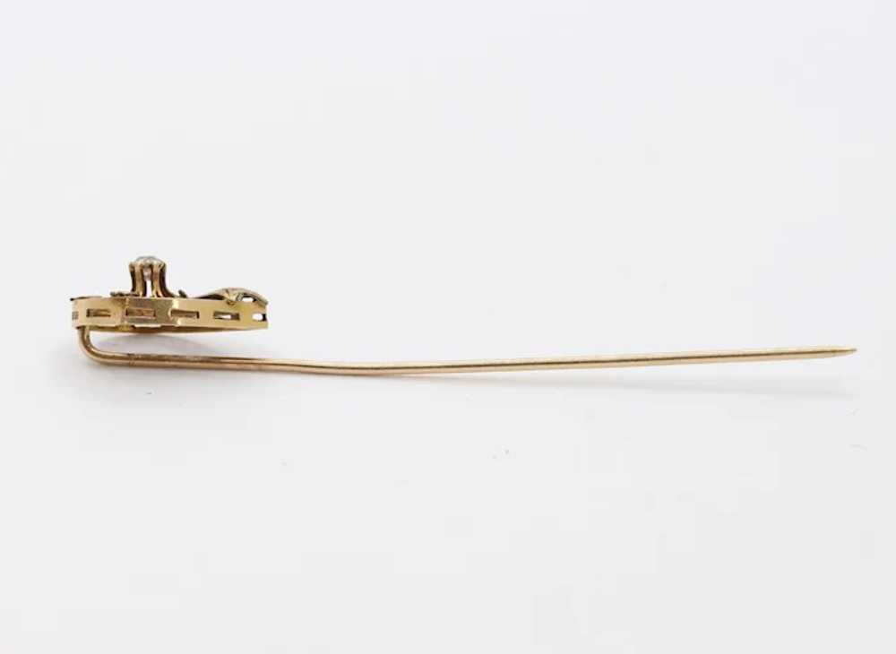 Victorian 14K Yellow Gold Floral Stick Pin - image 3