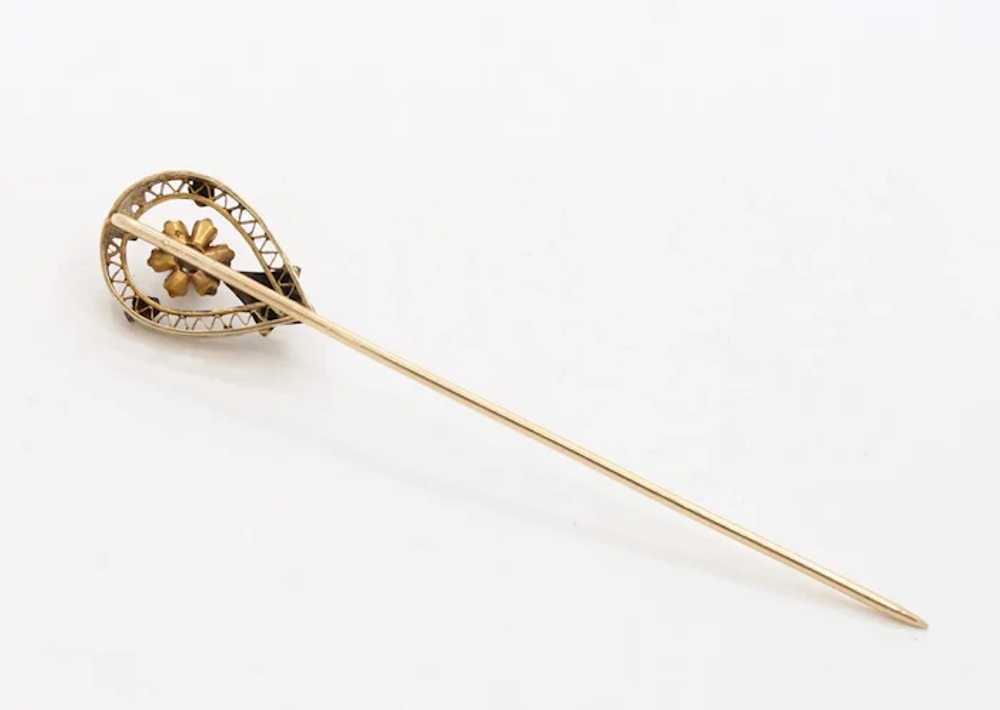 Victorian 14K Yellow Gold Floral Stick Pin - image 4