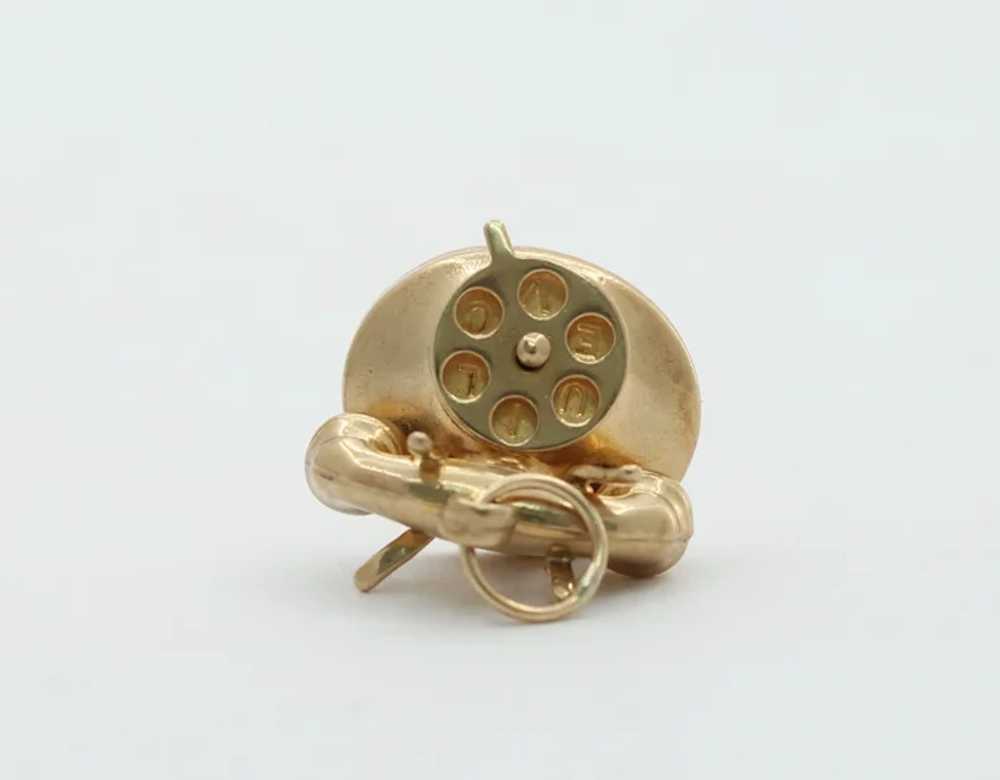 Vintage 10K Yellow Gold Rotary Phone Charm - image 5