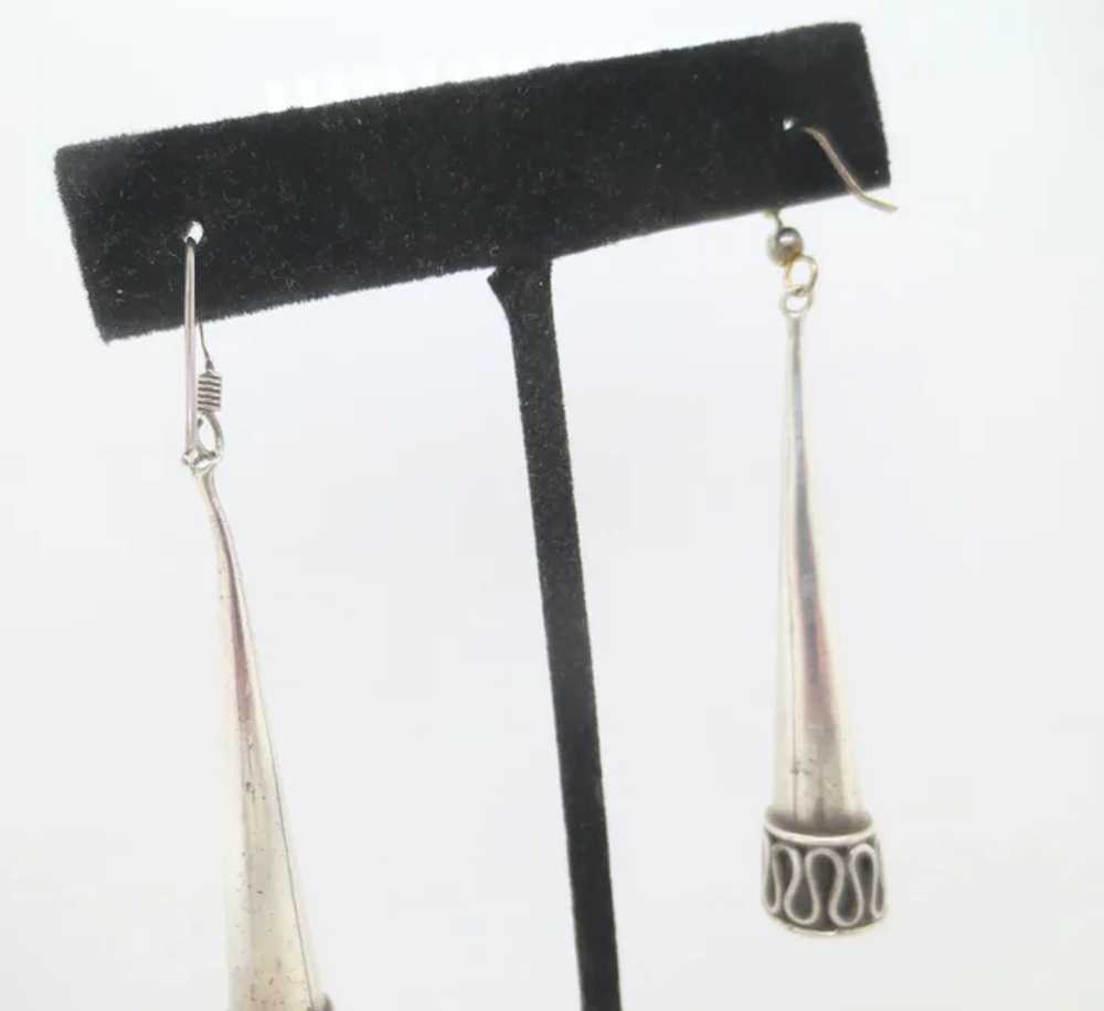 Large Sterling Silver  Drop Earrings - image 3