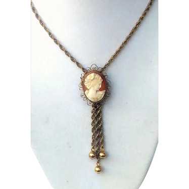 Antique Victorian Shell cameo & Gold Filled Rope … - image 1