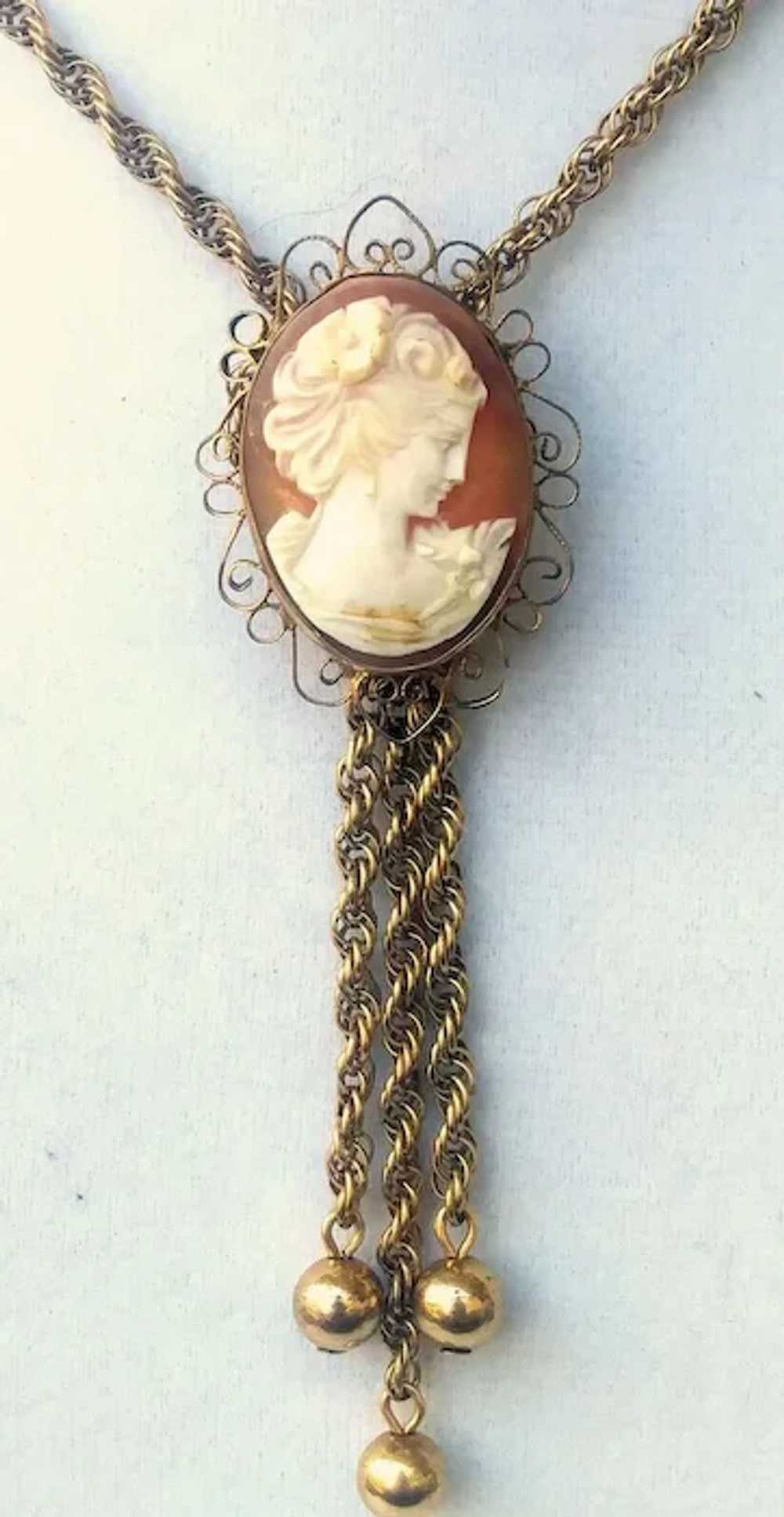 Antique Victorian Shell cameo & Gold Filled Rope … - image 3