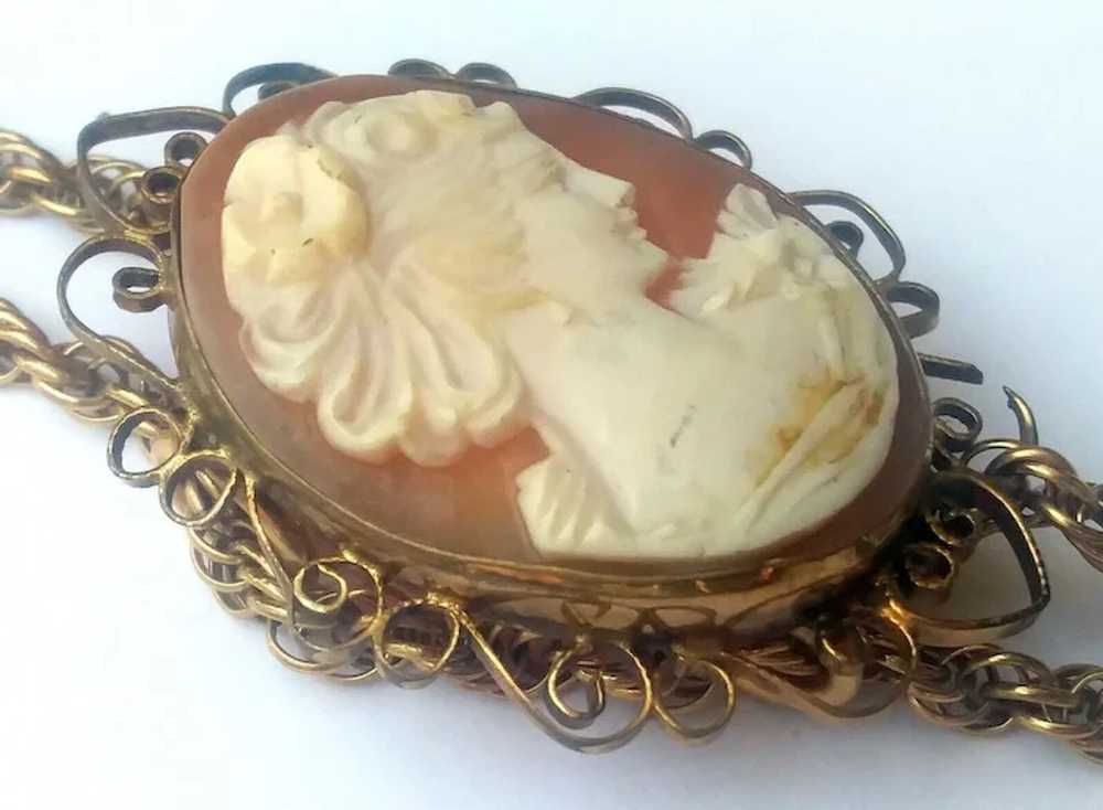 Antique Victorian Shell cameo & Gold Filled Rope … - image 4