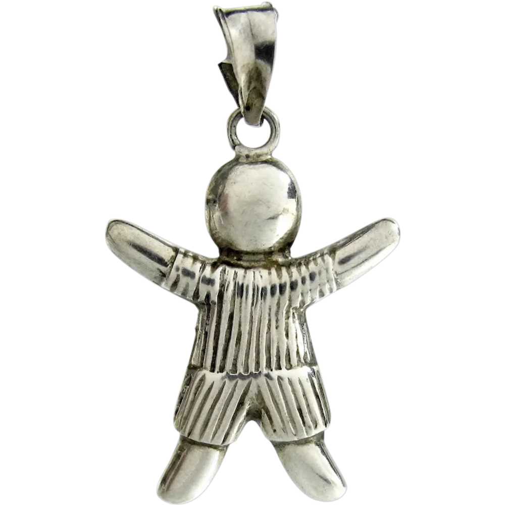 Vintage Sterling Umpire Boy Charm Silver Pendant - image 1