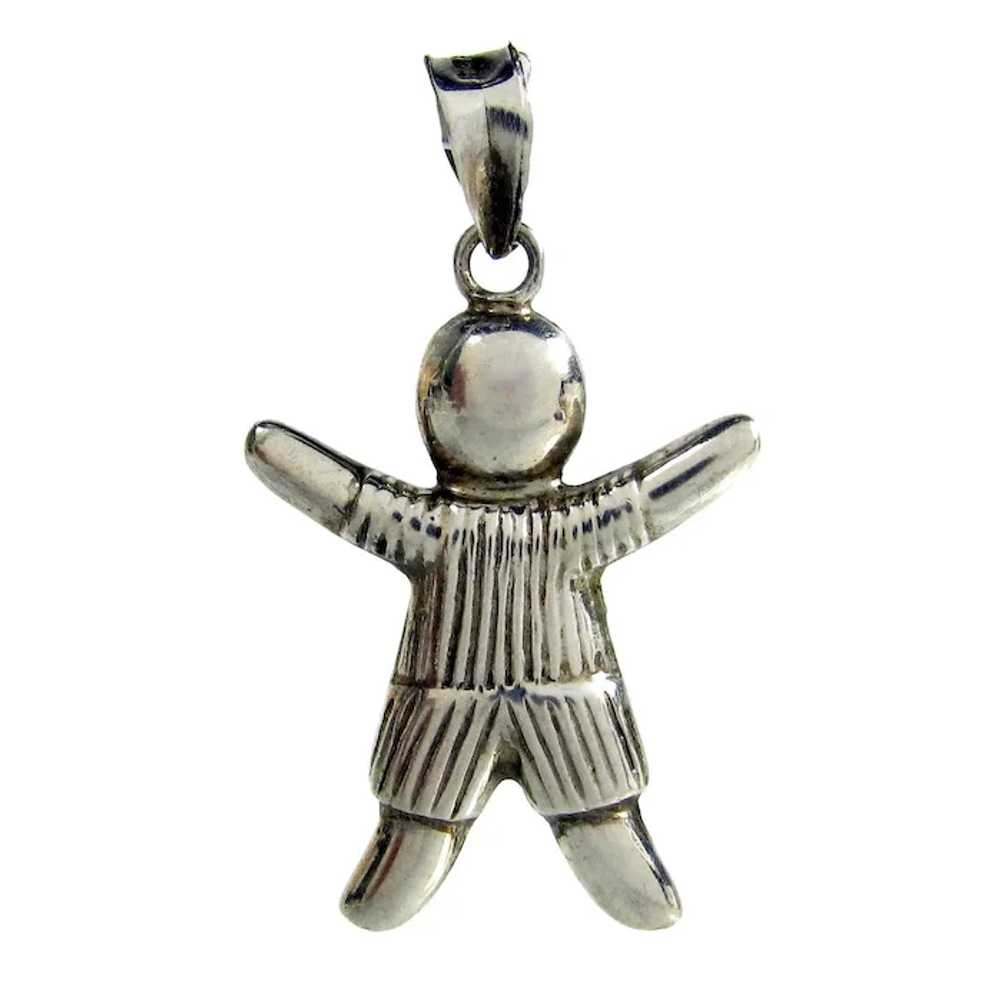 Vintage Sterling Umpire Boy Charm Silver Pendant - image 2