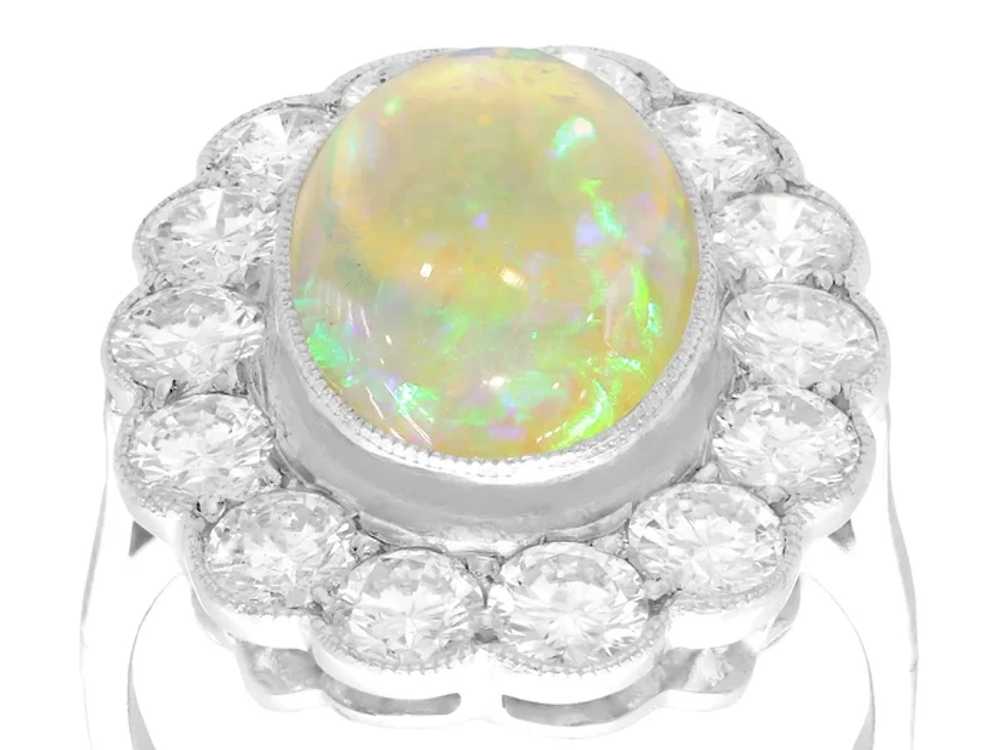 2.19ct Opal and 2.36ct Diamond, Platinum Cluster … - image 2