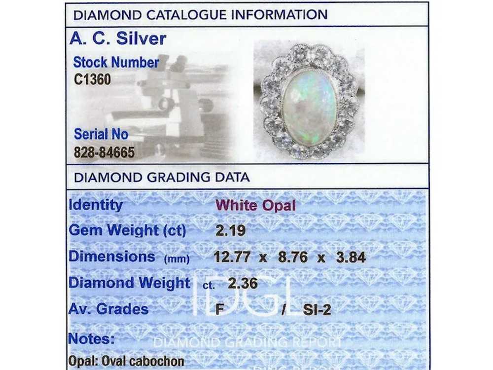 2.19ct Opal and 2.36ct Diamond, Platinum Cluster … - image 6