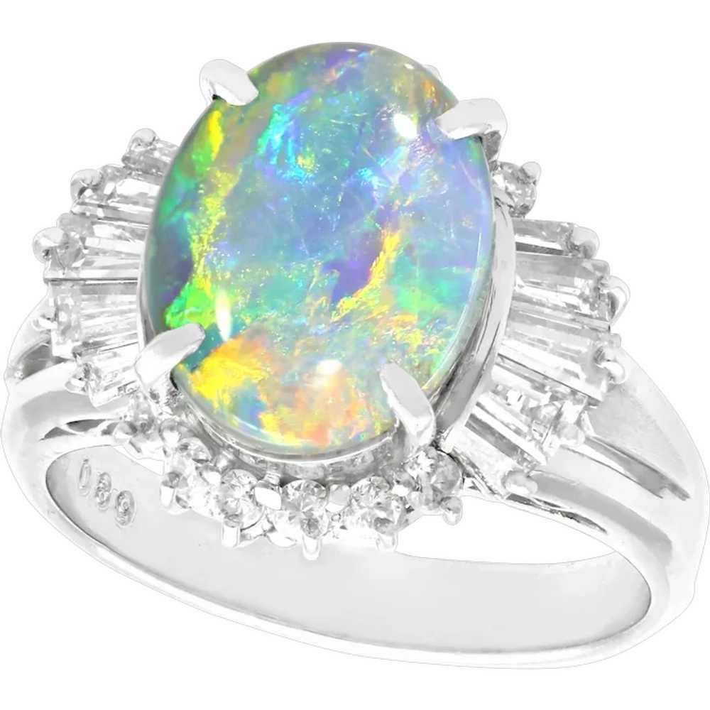 Vintage 2.09ct Opal and 0.89ct Diamond, Platinum … - image 1