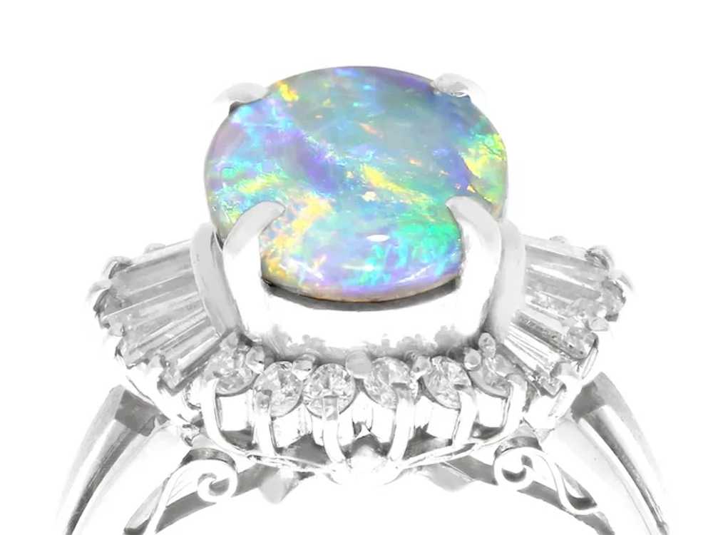 Vintage 2.09ct Opal and 0.89ct Diamond, Platinum … - image 3