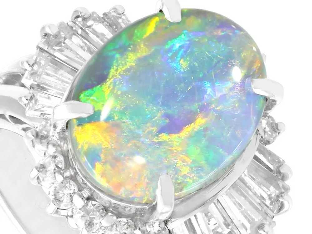 Vintage 2.09ct Opal and 0.89ct Diamond, Platinum … - image 4