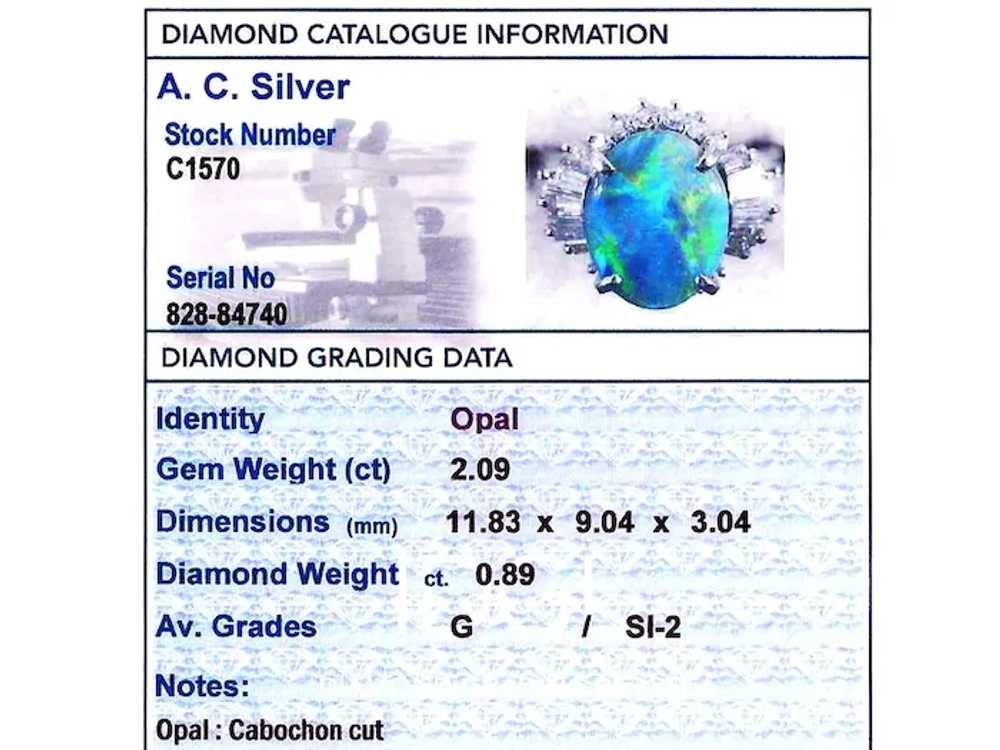 Vintage 2.09ct Opal and 0.89ct Diamond, Platinum … - image 7
