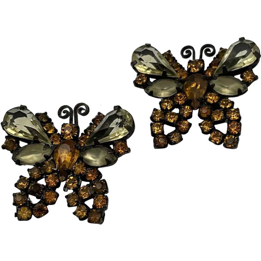 Pair of Weiss Japanned Back Butterfly Scatter Bro… - image 1