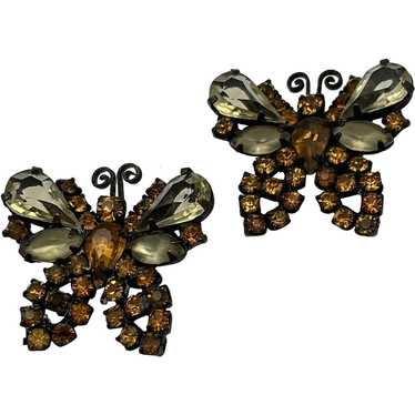 Pair of Weiss Japanned Back Butterfly Scatter Bro… - image 1