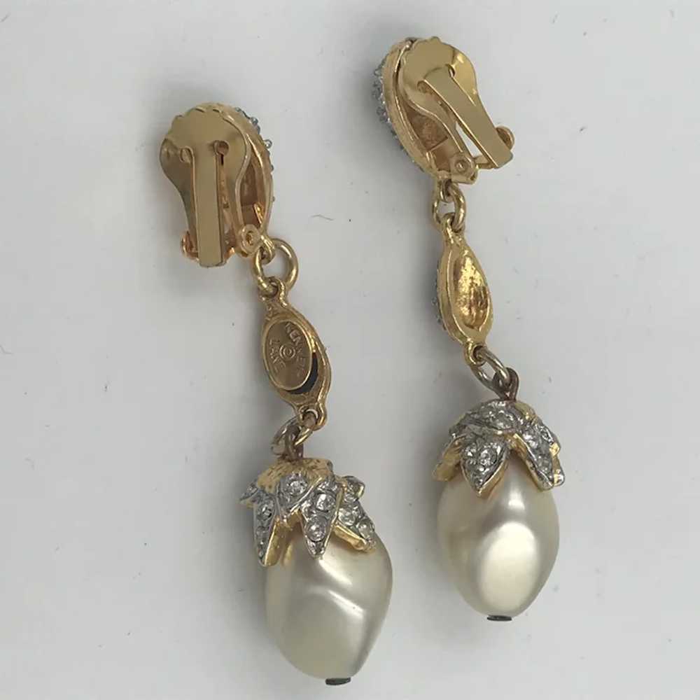 Kenneth Jay Lane Rhinestone and Faux Pearls Long … - image 3