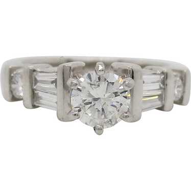 1960's Platinum and Baguette Diamond Engagement Ri