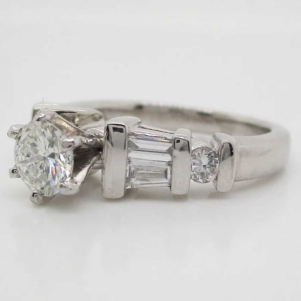 1960's Platinum and Baguette Diamond Engagement R… - image 2