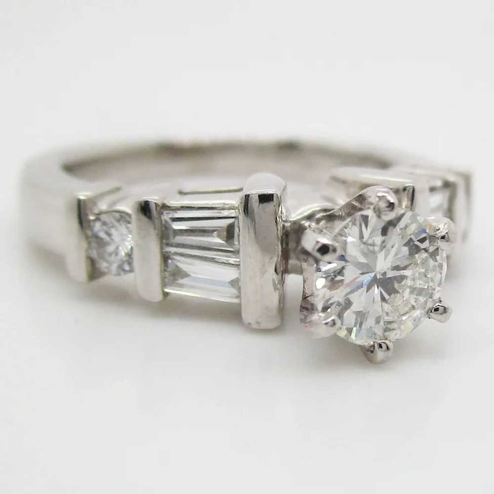 1960's Platinum and Baguette Diamond Engagement R… - image 3