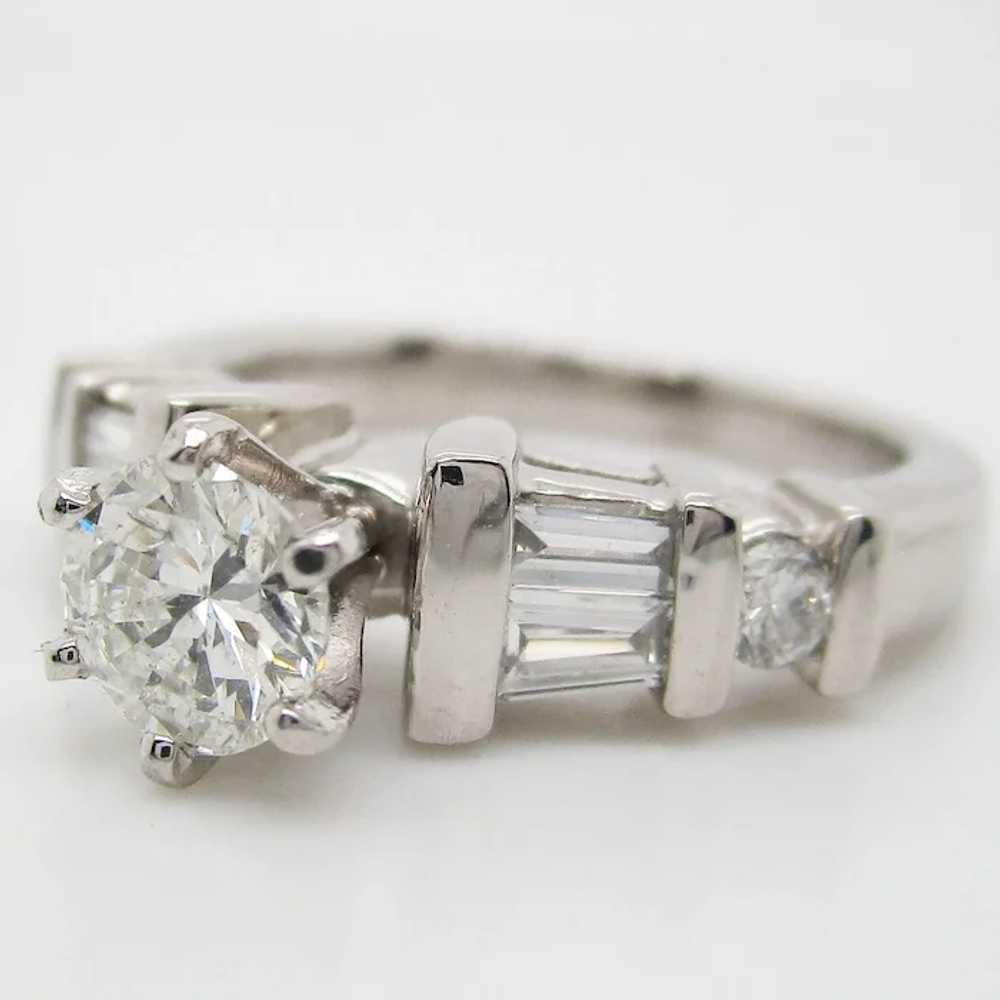 1960's Platinum and Baguette Diamond Engagement R… - image 4