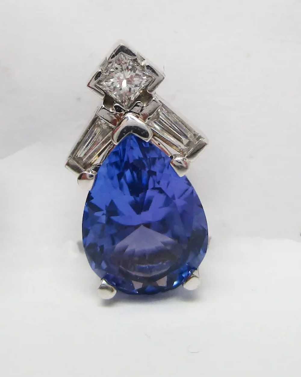 14 Karat White Gold Tanzanite Diamond Teardrop St… - image 3