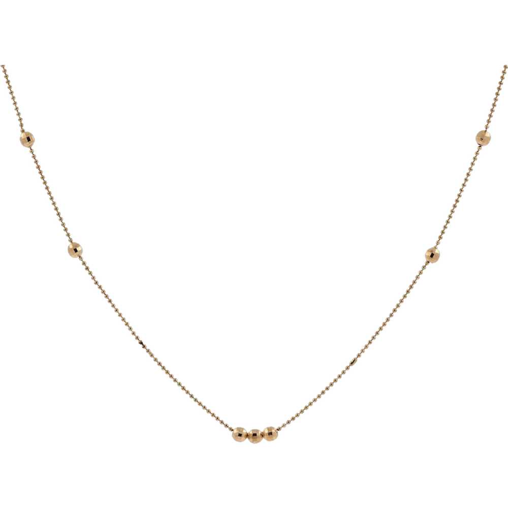 18K Yellow Gold Ball Bead Chain Necklace Diamond … - image 1