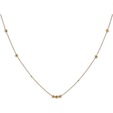 18K Yellow Gold Ball Bead Chain Necklace Diamond … - image 1