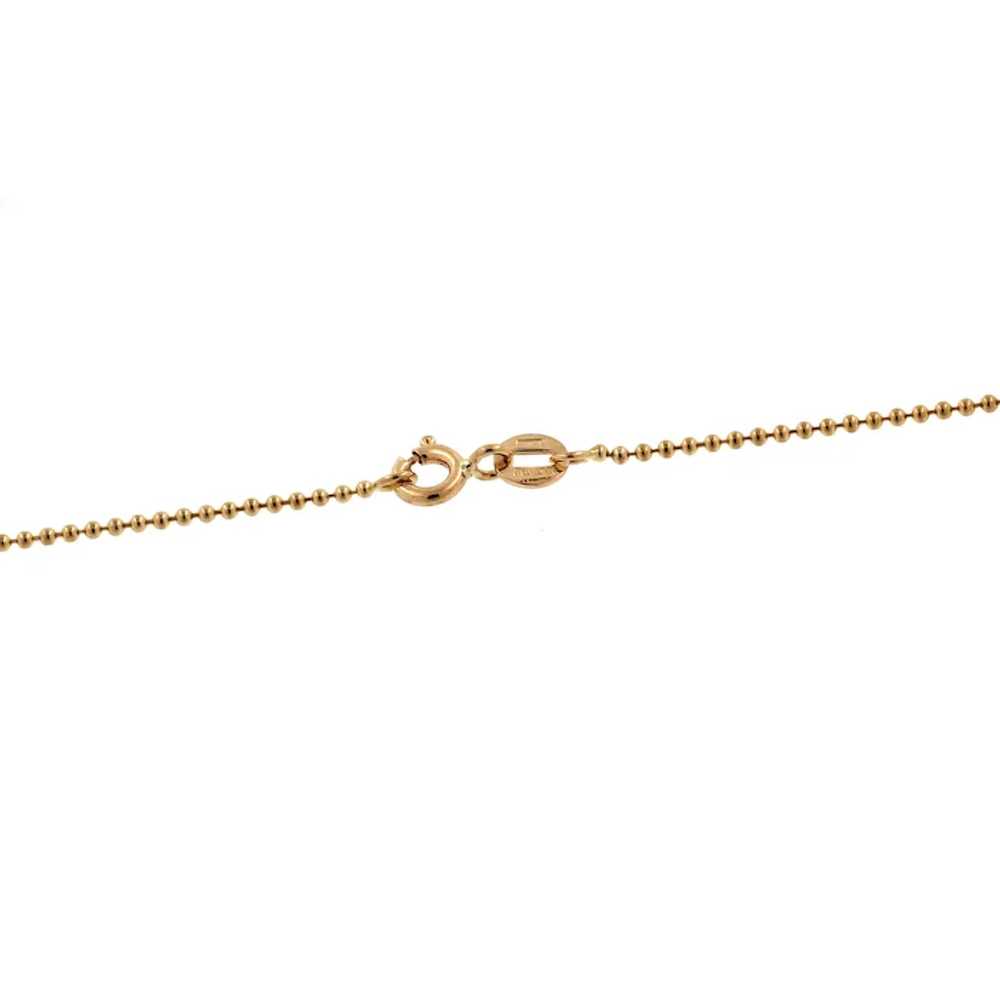 18K Yellow Gold Ball Bead Chain Necklace Diamond … - image 4