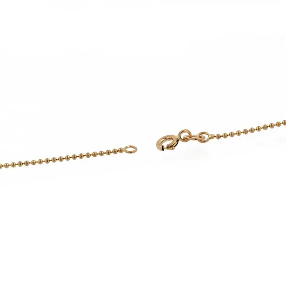 18K Yellow Gold Ball Bead Chain Necklace Diamond … - image 5
